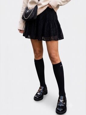 The Kooples Black Tiered Mini Skirt